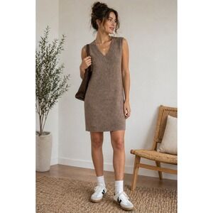 Old‎ Navy V-Neck Sweater Vest Dress Brown Knit Size Large NWT Coastal Preppy